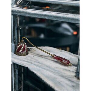 Burton & Burton Vintage Brass & Enamel Jeweled Candle Snuffer